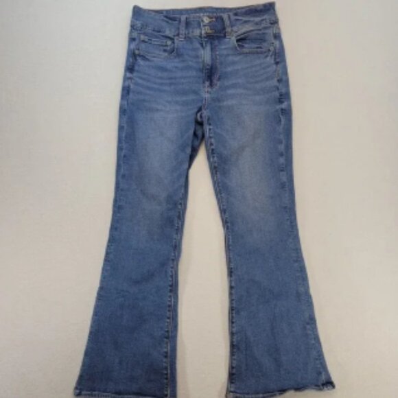American Eagle Jeans Womens 6 Short Artist Flare High Rise Medium Wash Denim - Picture 1 of 8